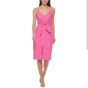 Like New! Vince Camuto Pink Tie Front Linen Sundress 6 $138 Retail w/ Tag